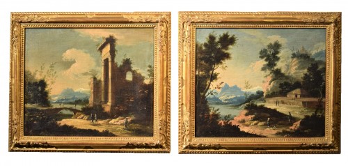 Pair of Venetian Caprices - Giuseppe Zais (Trévise1709-1781)